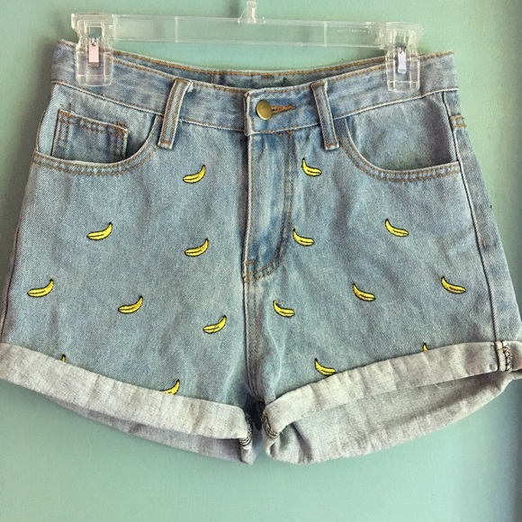 Y. N. E. Pants - Go Bananas High Rise Jean Shorts